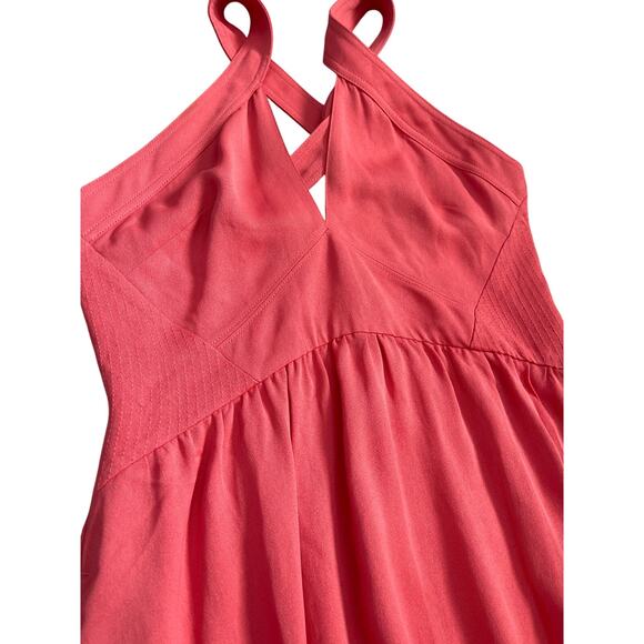 Reiss Orla Cross Front Halter Neck Midi Dress in Coral Pockets Size 10 - Picture 9 of 12